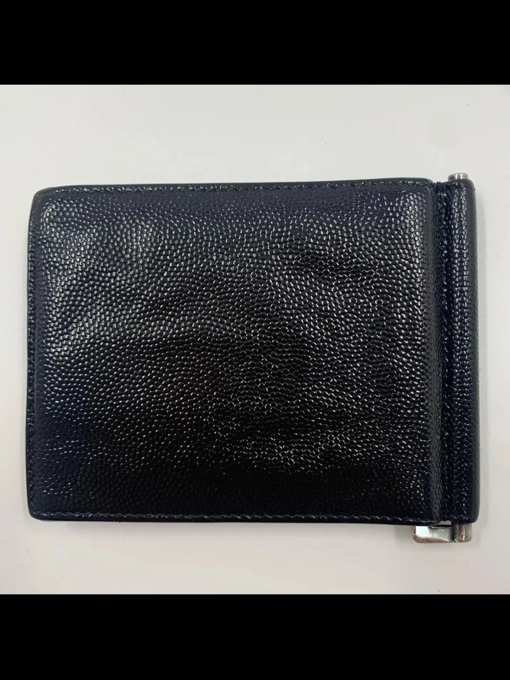 Saint Laurent Black Patent YSL Money Clip Wallet